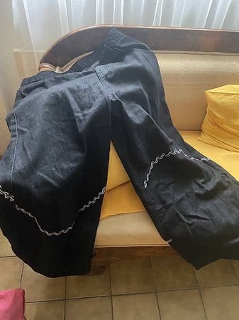 Pantalon noir coton jeans xl noir avec dessins blancs