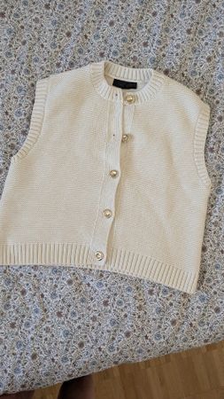 Gilet Zara sans manches, crème, taille M, boutons dorés