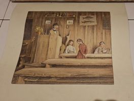 G Lüscher1911 Schulstube Litho. 12 signiert