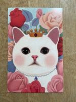 AK Katzenqueen Katze mit Krone und Rosen Illustration