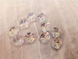 Glas Schneeflocken 14mm 5 stück seitlich gebohrt
