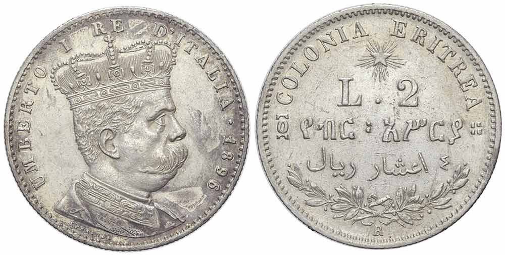 Tutti le monete: Italienisch-Eritrea, 2 Lire 1896 Rome – Usato da Chiasso venduto da Novamarketing