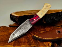 Geprüft! 1A Knife Faltenstahl DAMASCUS Damast Jagd Messer