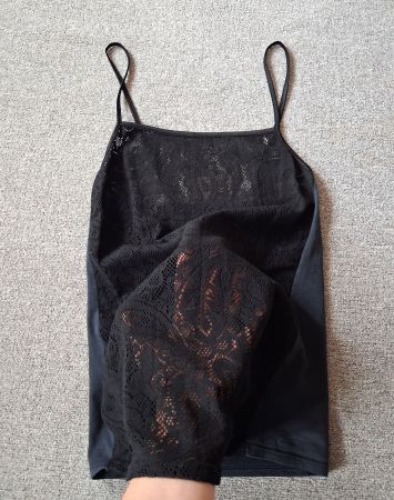 Top mit Spitze schwarz, Vintage, Gr. M, neuwertig