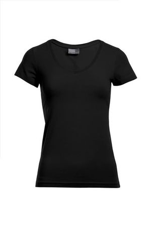 Damen Slim Fit V-Ausschnitt T-Shirt Promodoro Gr. M