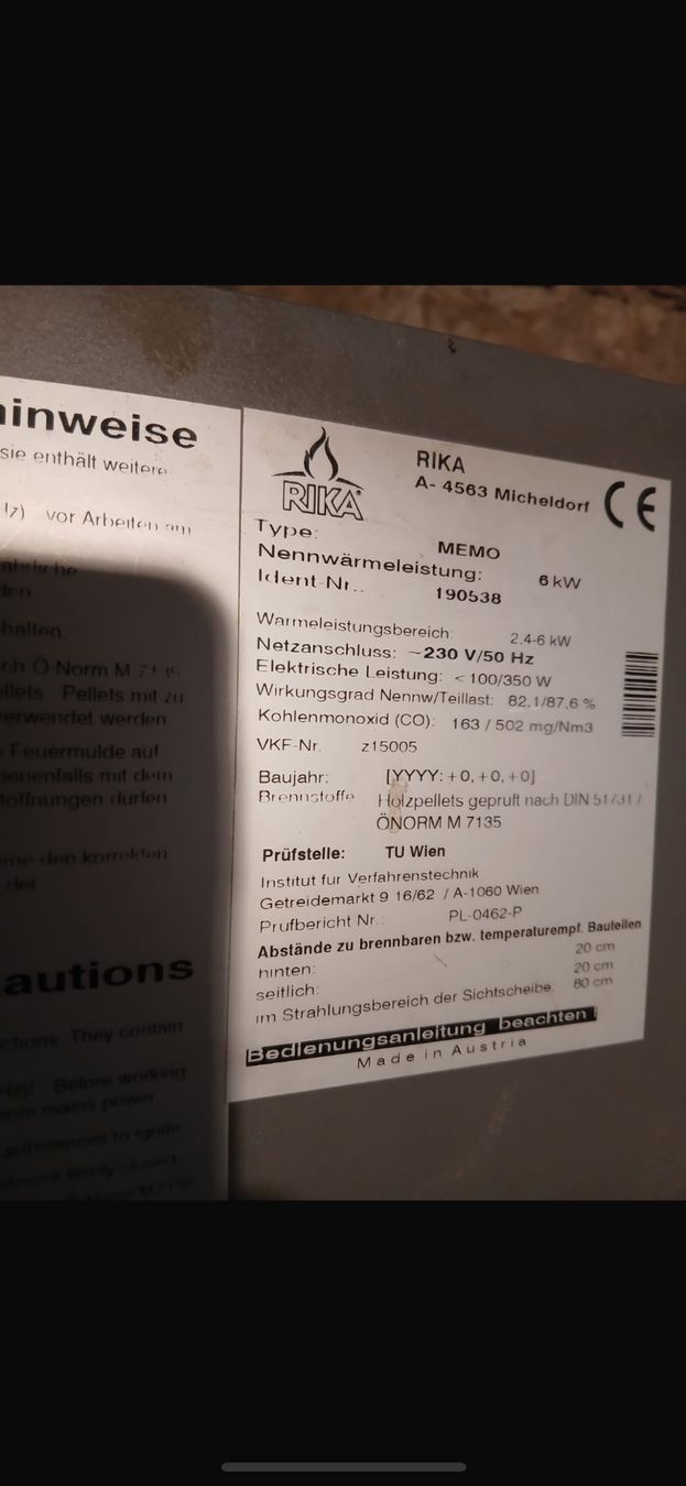 Camini: Pelletofen Rika 6 KW – Usato da Endingen venduto da janisweiss 1