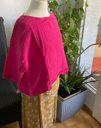 Sublime tunique en 100% lin rose fuchsia coupe ample t. M