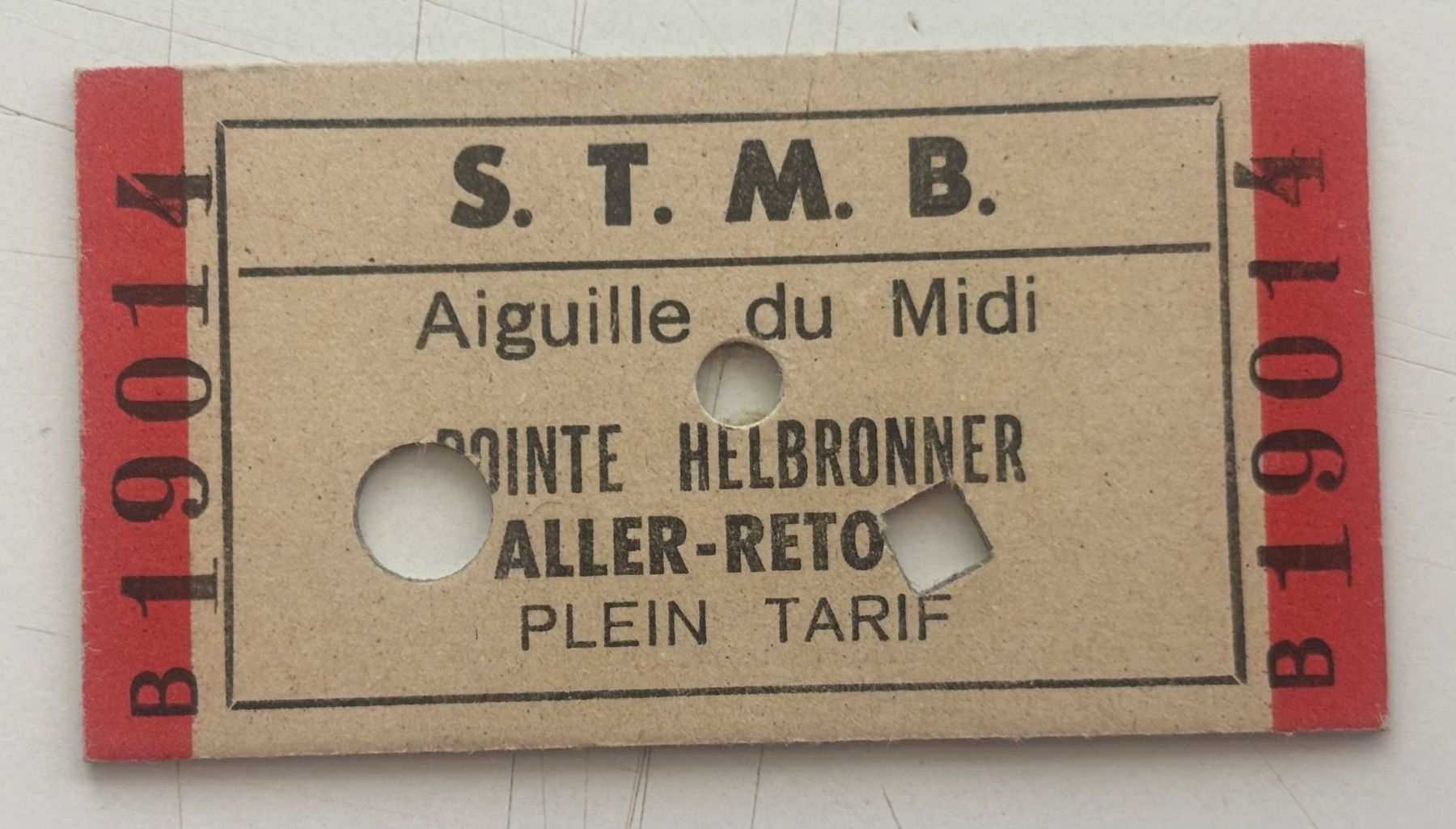 Billets: Ticket S.T.M.B. Aiguille du Midi Pointe Hellbronner Aller... – D'occasion à Neuchâtel par gefdeneuch
