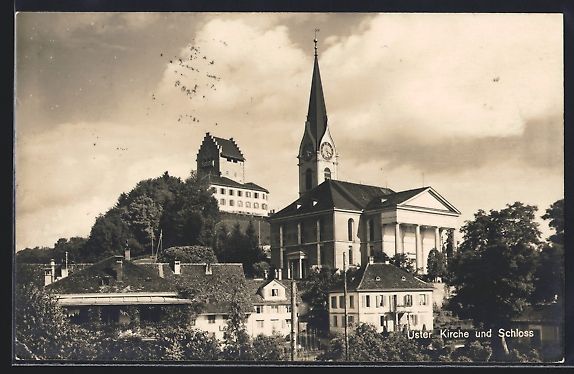 Ansichtskarten: AK Uster, Kirche und Schloss, 1924 – Gebraucht aus Berlin von bartko-reher