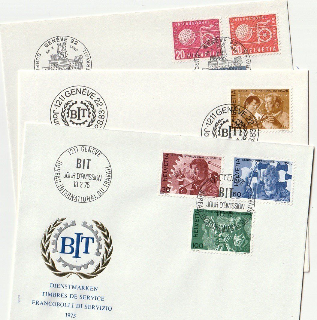 Alle Briefmarken: Bureau Interntional du Travail BIT, FDC 13.2..75 – Gebraucht aus Aarburg von Aare10