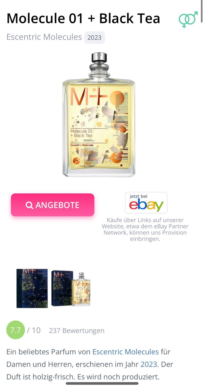 Parfum & Eau de Toilette: Molecule 01+ Black Tea Escentric Molecules EDT 2ML Abfüllung – Gebraucht aus Zürich von deruja 2