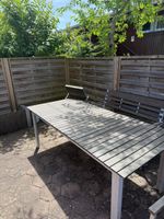 Gartentisch mit 6 Stühlen und 2 Bänken Sommer-Set, Alu/Holz