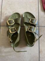 Damen Birkenstock Neu grün Leder gold