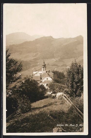 Cartoline postali: AK Schlatt, Blick auf die Kirche, 1936 – Usato da Berlin venduto da bartko-reher