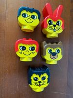 5 Lego Duplo vintage Primo Kopf Katze Kind Hund Bär Hase