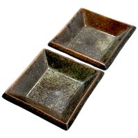 Assiettes carrées en grés Daniel Montmollin poterie Taizé