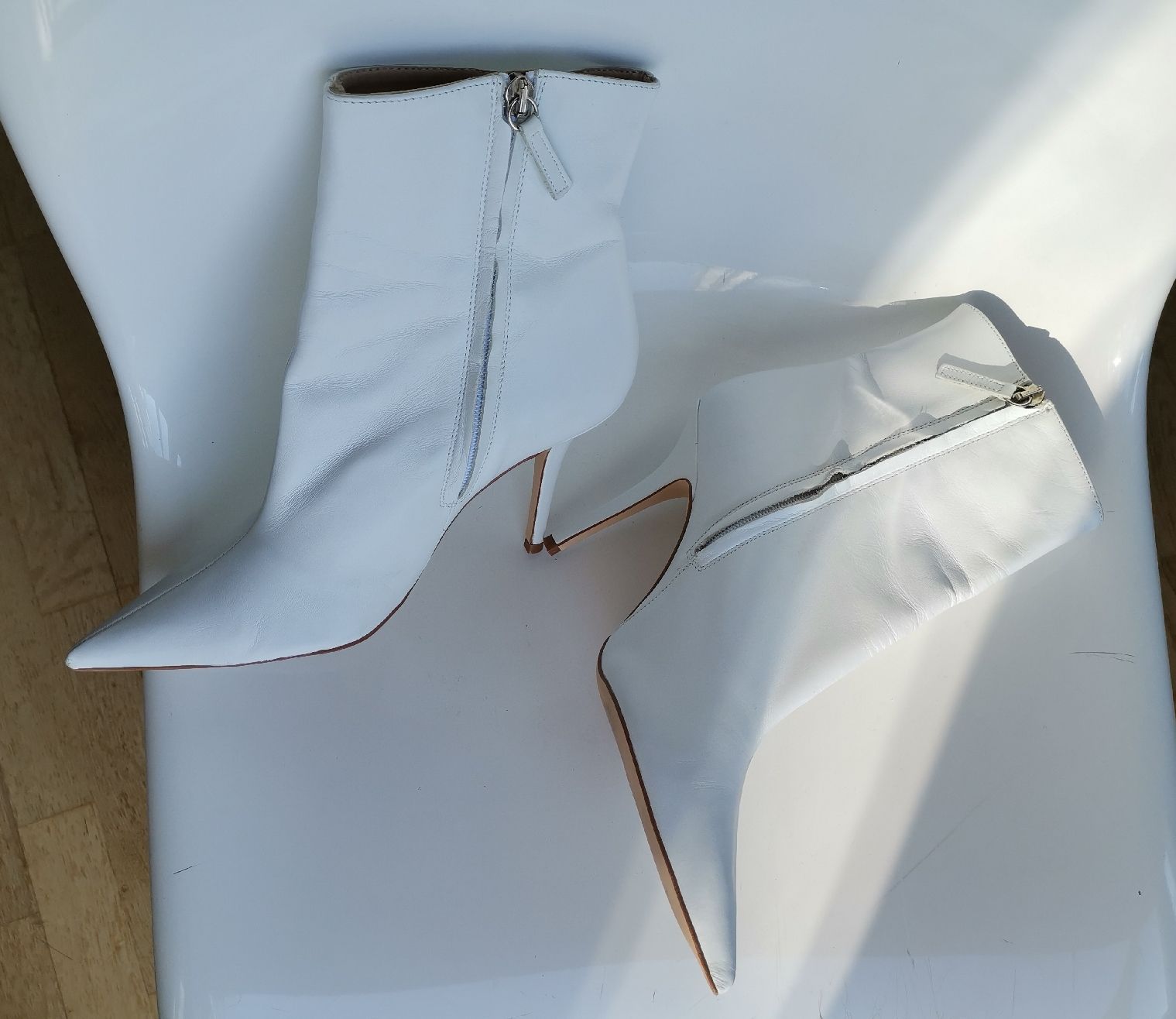 Zara Damenschuhe: Zara Leder Stiefeletten, weiss – Gebraucht aus Uerikon von pink_flamingo 4