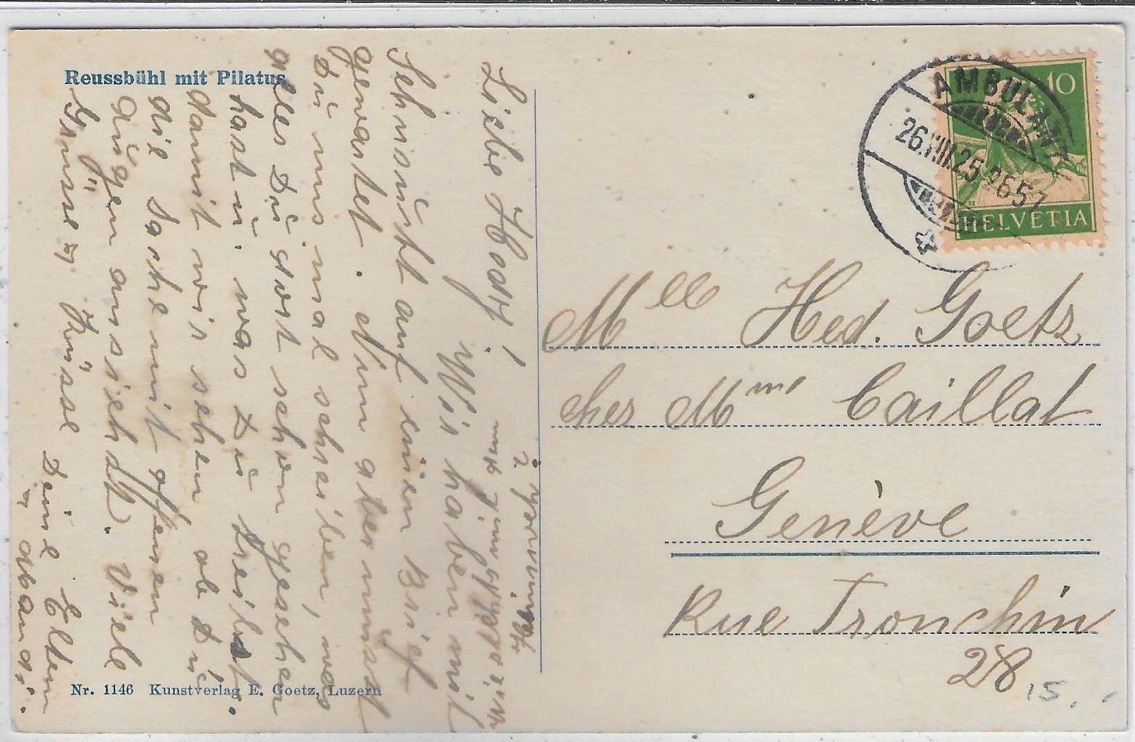 Cartoline postali: Reussbühl mit Pilatus – Usato da Ettingen venduto da Kartenplanet 1