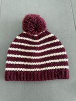 Petit Bateau Wintermütze Bordeaux/Ecru gestreift – Gr. 53