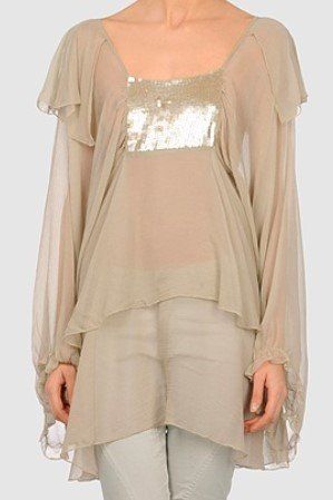 Bluse Party Seide Pailleten neu Gr 40