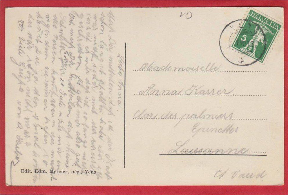 Cartoline postali: YENS – Usato da Grüningen venduto da Kartenlaube 1