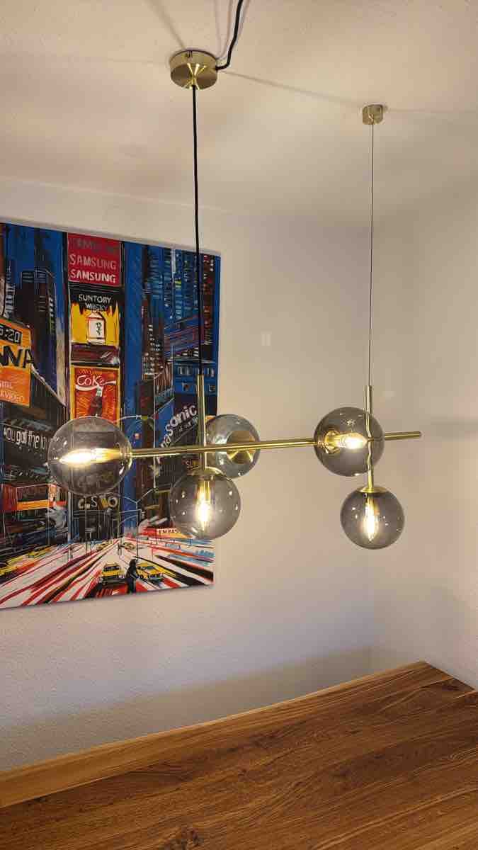 Lampadari & plafoniere: Moderne Deckenleuchte Messing mit 5 Rauchglas-Kugeln – Nuovo (secondo la descrizione) da Winterthur venduto da Redbasecap 1