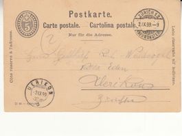 SGK PK 027 mit Handzeichnung 1899 mit ST Uerikon