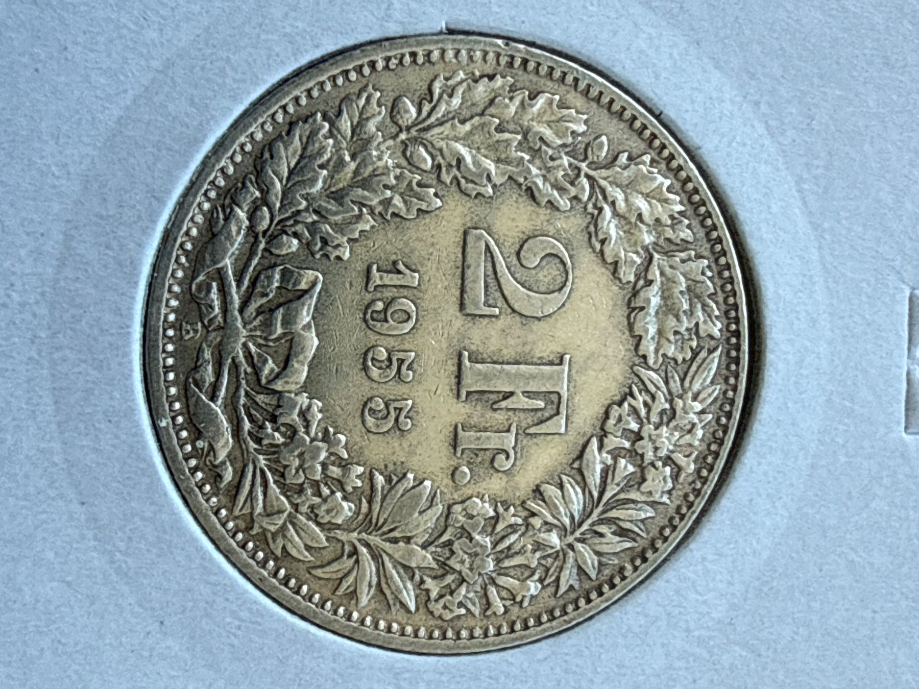 Tutti le monete: Swiss 2 francs 1955 Silver Coin – Usato da Pully venduto da ta571 1