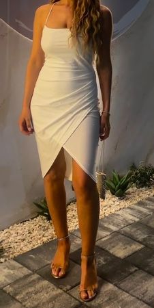 Weisses Cocktailkleid mit Glitzer Gr. 36