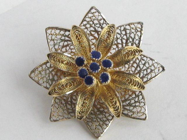 Spille & Fermagli: Antik Brosche Silber 835 vergoldet Emaille Rosette Blüte – Usato da Ermatingen venduto da Decovin 3