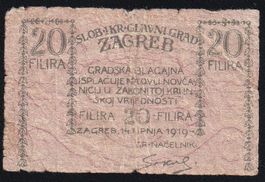 Kroatien Zagreb 20 Filira 1919