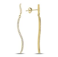 Ohrringe Hänger 925 Silber gold lang Ohrhänger Zirkonia