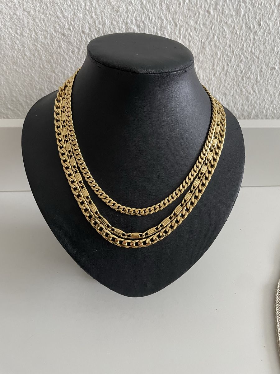 Catenine: Collier multi-chaînes plaquer or avec fermoir nœud 45 cm – Usato da Worben venduto da benit.drn 3