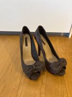 Süsse braune Plateau High Heels mit Schleifen - Vintage
