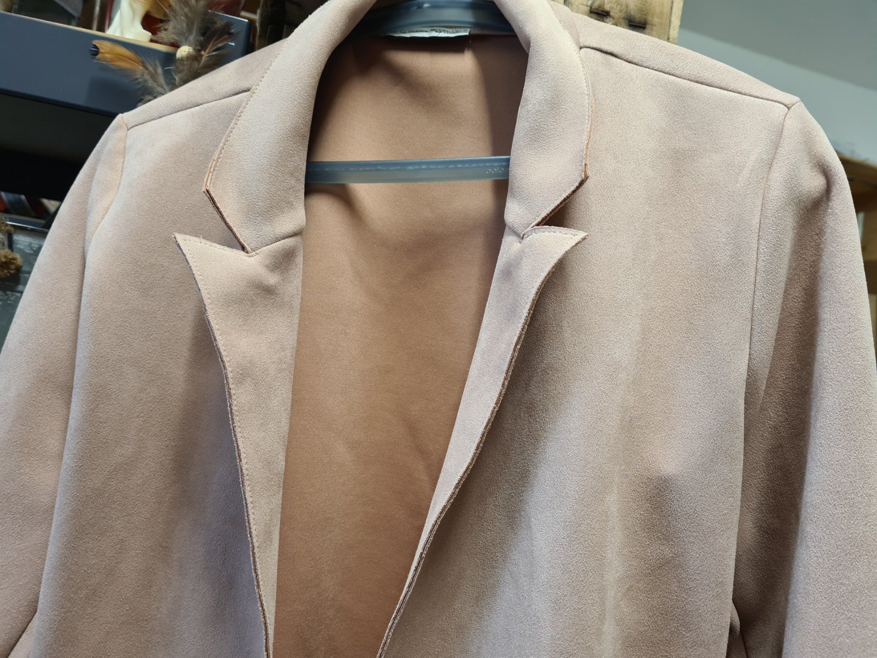 Elegante Damen Blazer-Jacke ZARA Wildleder Look altrosa (Gebraucht