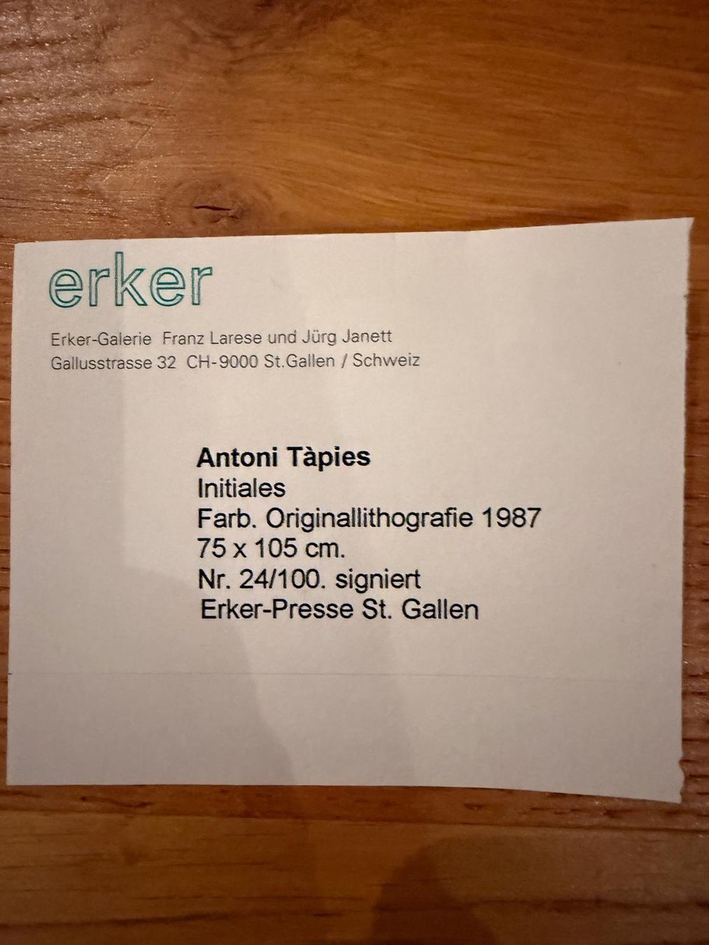 Grafica & Litografie: Antoni Tàpies Initiales Originallitho Nr. 24/100 signiert – Usato da Neunkirch venduto da Ursi7 3