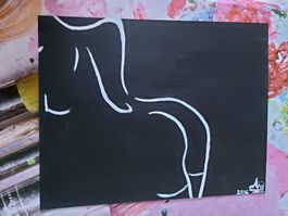 Dipinto moderno schiena nudo donna bianco nero firmato ‪‪‪‪‪