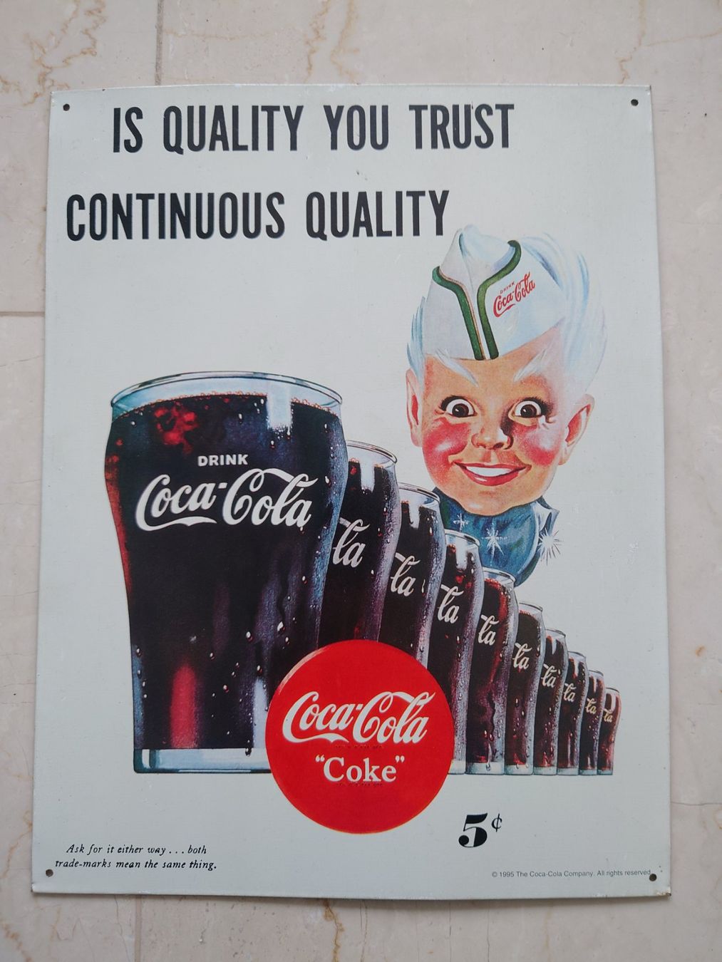 Coca-Cola Insegne: Coca Cola Blechschild mit Motiv 1947, USA – Usato da Abtwil SG venduto da rabbit64
