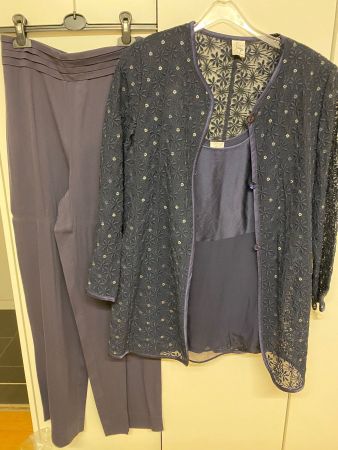 SAHZA Eleganter Cocktail 3-teiler Gr. 36/38 dunkelblau