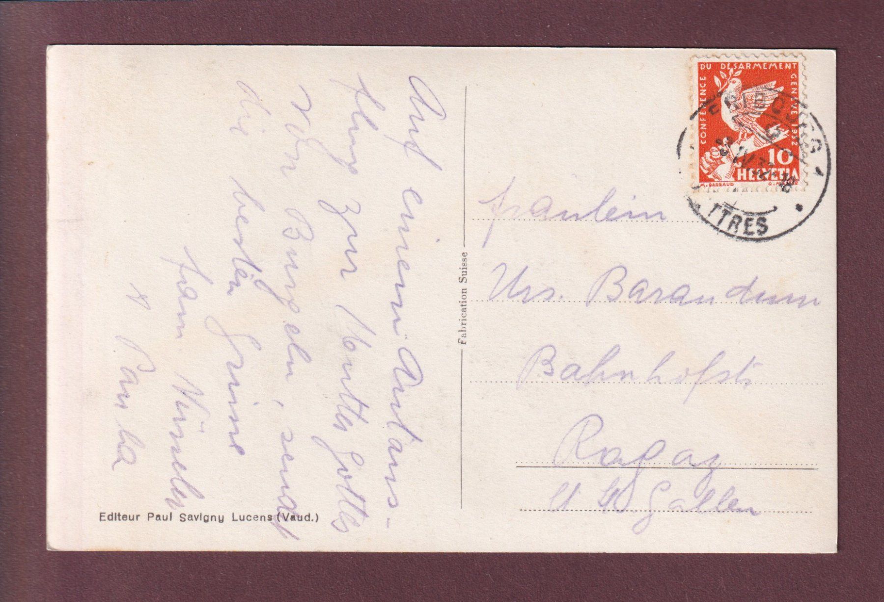 Cartoline postali: Fribourg - NOTRE DAME DE BOURGUILLON - 1932 – Usato da Pully venduto da nicecards 1