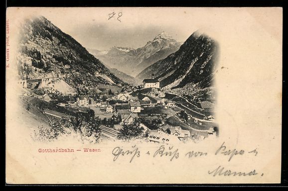 Cartoline postali: AK Wasen, Gotthardbahn, 1898 – Usato da Berlin venduto da bartko-reher
