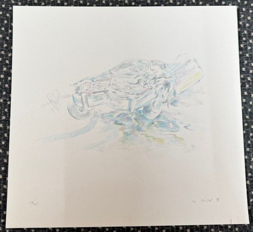 Grafica & Litografie: CRASH - CAR, handsigniert Werner Meier 1975     (ID b4972) – Usato da Gelterfingen venduto da art-and-more