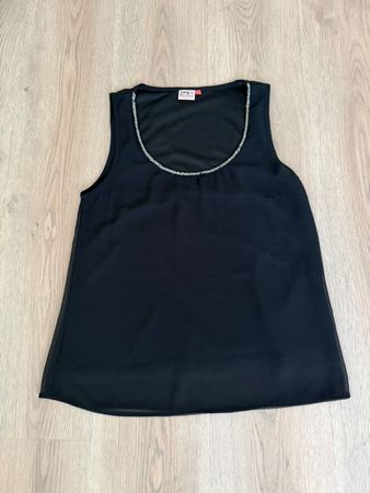 Damen Top Only schwarz mit Perlenbesatz Grösse 38