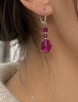 925 Silber Ohrringe mit Swarovski Kristallen – Fuchsia Pink