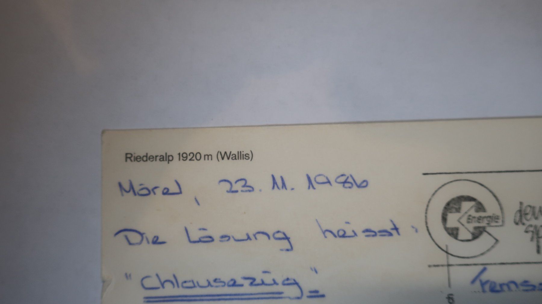 Ansichtskarten: Riederalp Wallis Multivues   1986 – Gebraucht aus Cormoret von Pascalll2001 8