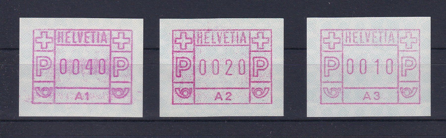 Tutti i francobolli: 1976 erste ATM postfrisch, A1, A2, A3, SBK 60.-- – Usato da Rebstein venduto da mprch