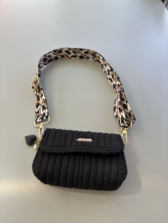 Tasche gehäkelt schwarz Damen neu mit Tragegurt