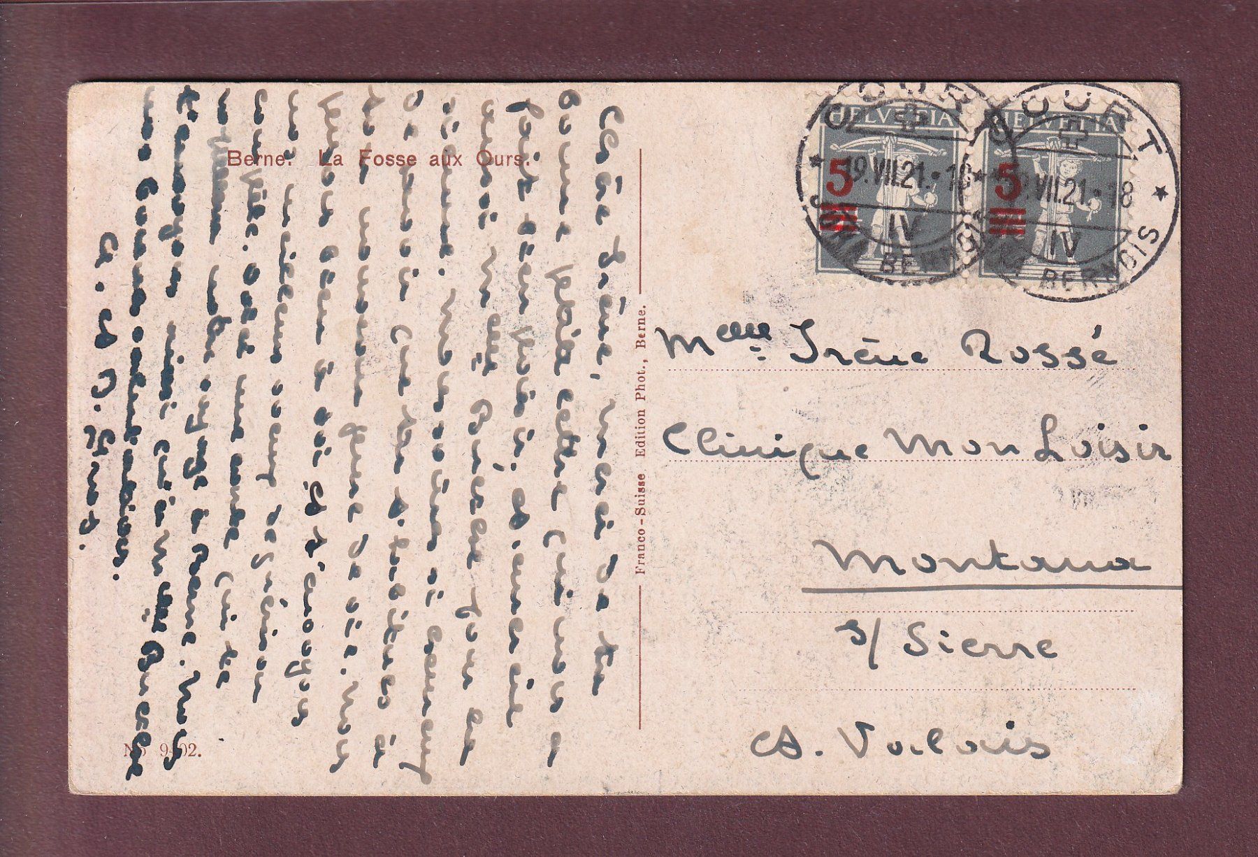Cartoline postali: BERN - Bärengraben - 1921 – Usato da Pully venduto da nicecards 1