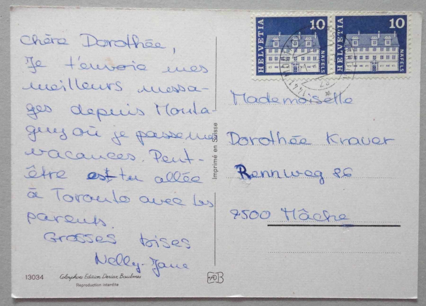 Cartoline postali: Yverdon – Usato da Fétigny venduto da Billy2miny 1