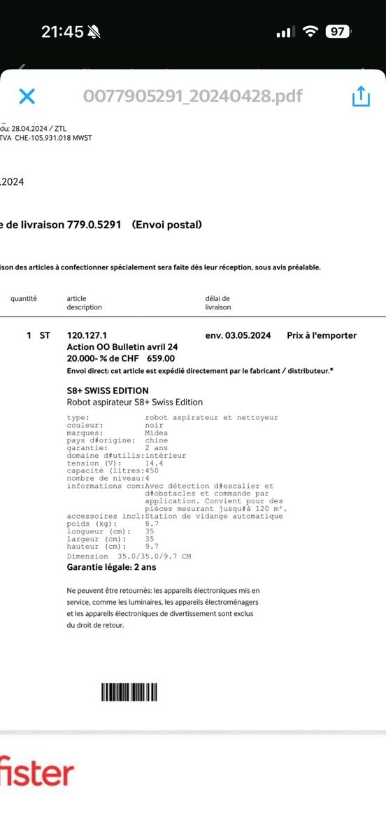 Midea Aspirapolveri & Accessori: Midea S8 Swiss Edition – Usato da Eysins venduto da con_9f9v 1